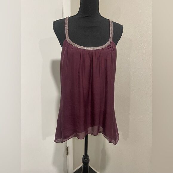 Burgundy Top 100% Silk - Picture 1 of 7
